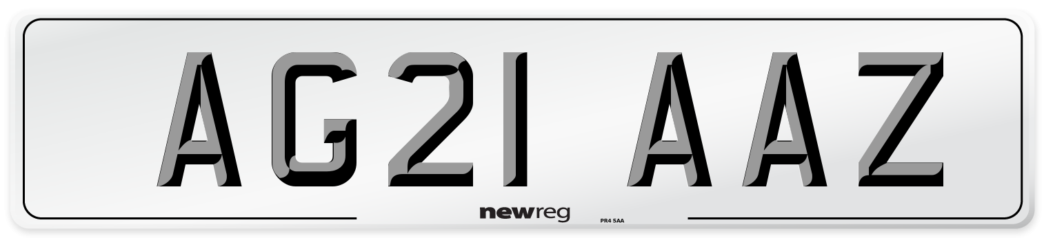 AG21 AAZ Number Plate from New Reg